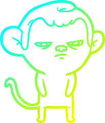 cold gradient line drawing cartoon monkey