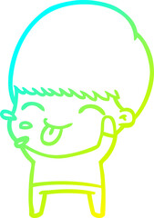 cold gradient line drawing cartoon calm boy