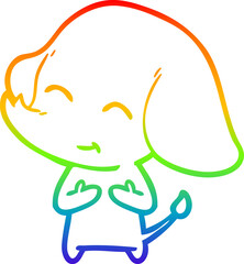 rainbow gradient line drawing cute cartoon elephant