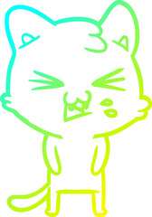 cold gradient line drawing cartoon cat hissing