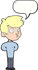 Obraz premium cartoon boy staring with speech bubble