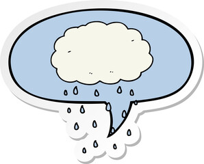 cartoon rain cloud and speech bubble sticker