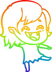 Fototapeta premium rainbow gradient line drawing cartoon laughing vampire girl