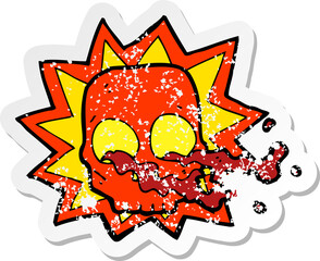 retro distressed sticker of a cartoon halloween skull symbol