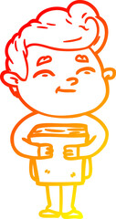 warm gradient line drawing happy cartoon man