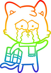 rainbow gradient line drawing cartoon cat