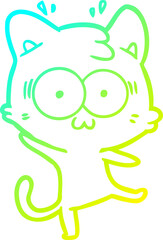 cold gradient line drawing cartoon surprised cat