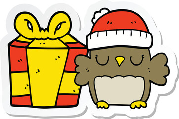 sticker of a cute christmas owl