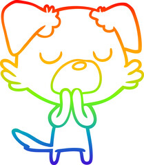rainbow gradient line drawing cartoon dog