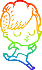 rainbow gradient line drawing cartoon woman