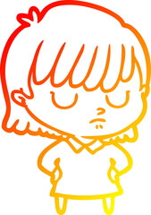warm gradient line drawing cartoon woman