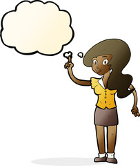 cartoon pretty woman with idea with thought bubble