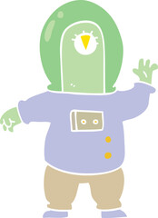 flat color style cartoon space alien