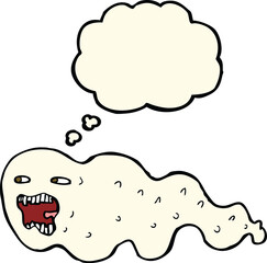 cartoon ghost with thought bubble