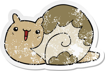 distressed sticker of a cute cartoon snail
