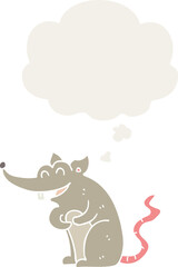 cartoon rat and thought bubble in retro style
