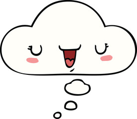 cute happy face cartoon and thought bubble