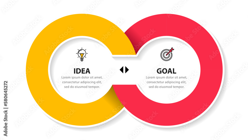 Fototapete infographic template. 2 linked circles with text and icons
