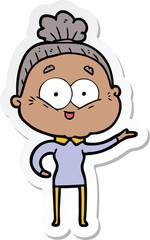 Fototapeta premium sticker of a cartoon happy old woman