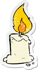 distressed sticker of a cartoon candle