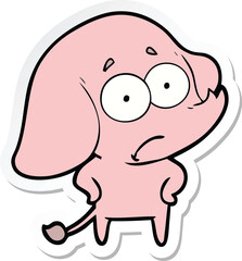 sticker of a cartoon unsure elephant
