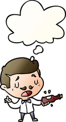 Obraz premium cartoon wine expert and thought bubble in smooth gradient style