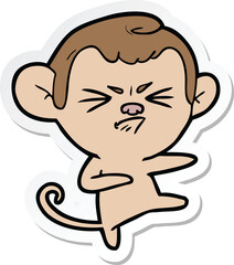 sticker of a cartoon angry monkey