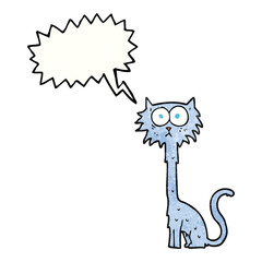 speech bubble textured cartoon cat