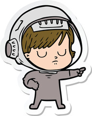 sticker of a cartoon astronaut woman