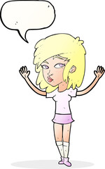 cartoon pretty girl with speech bubble