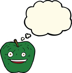 cartoon apple with thought bubble