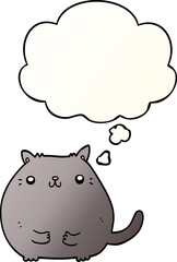 cartoon cat and thought bubble in smooth gradient style