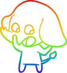 rainbow gradient line drawing cute cartoon elephant