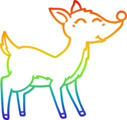 rainbow gradient line drawing cartoon deer