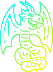 cold gradient line drawing cartoon dragon