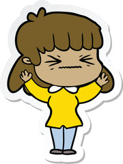 sticker of a cartoon woman