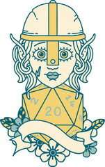 elf fighter with natural twenty dice roll illustration