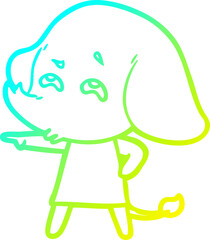 cold gradient line drawing cartoon elephant remembering