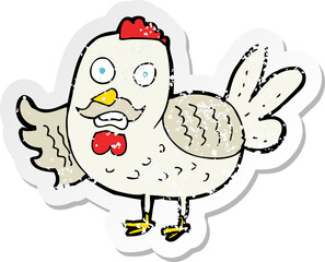 retro distressed sticker of a cartoon old rooster