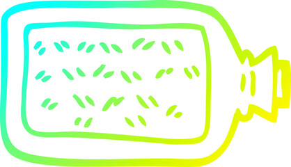 cold gradient line drawing cartoon hot water bottle
