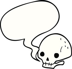 cartoon spooky skull and speech bubble