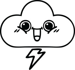 line drawing cartoon storm cloud