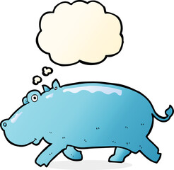 cartoon hippopotamus with thought bubble