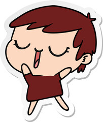 sticker cartoon of cute kawaii short haired girl