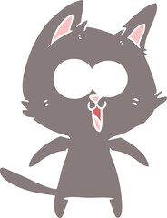 funny flat color style cartoon cat