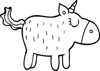 line drawing cartoon cute unicorn