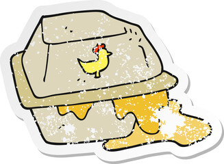 retro distressed sticker of a cartoon greasy takeout