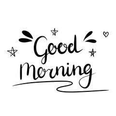 Good morning text. Hand drawn lettering. Vector illustration.