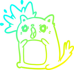 cold gradient line drawing shocked cat amazed