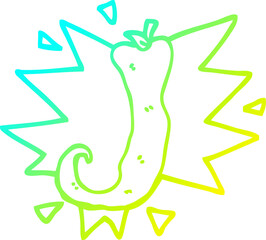 cold gradient line drawing cartoon red hot chili